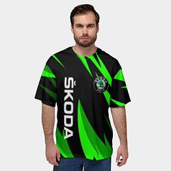 Футболка оверсайз мужская SKODA Логотип Узор, цвет: 3D-принт — фото 2