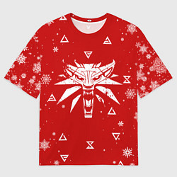Футболка оверсайз мужская КРАСНЫЙ СВИТЕР ВЕДЬМАК НОВОГОДНИЙ, цвет: 3D-принт