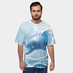 Футболка оверсайз мужская Дельфин в лазурном океане, цвет: 3D-принт — фото 2