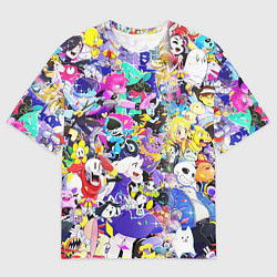 Мужская футболка оверсайз UNDERTALE PATTERN HEROES, ВСЕ ГЕРОИ ИГРЫ