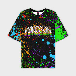 Футболка оверсайз мужская MANESKIN, ЦВЕТНЫЕ КРАСКИ, БРЫЗГИ, цвет: 3D-принт