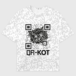 Футболка оверсайз мужская QR код котик, цвет: 3D-принт