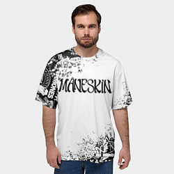 Футболка оверсайз мужская MANESKIN, ЛОГО РОК ГРУПП ЧЁРНО БЕЛОЕ, цвет: 3D-принт — фото 2
