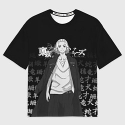 Футболка оверсайз мужская MICKEY TOKYO REVENGERS ЧЁРНО БЕЛЫЙ, цвет: 3D-принт
