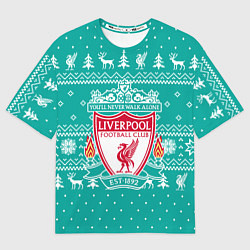 Мужская футболка оверсайз НОВОГОДНИЙ СВИТЕР LIVERPOOL