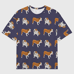 Мужская футболка оверсайз Английские бульдоги паттерн