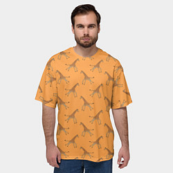 Футболка оверсайз мужская Жирафы паттерн, цвет: 3D-принт — фото 2