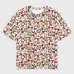 Мужская футболка оверсайз Россия паттерн светлый