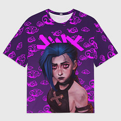 Футболка оверсайз мужская League Of Legends ARCANE JINX НЕОН, цвет: 3D-принт