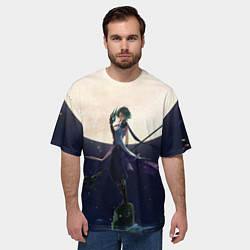 Футболка оверсайз мужская СЯО НА ФОНЕ ЛУНЫ XIAO ГЕНШИН, цвет: 3D-принт — фото 2