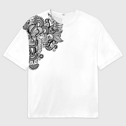 Мужская футболка оверсайз Черно Белые КруЖева