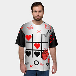 Футболка оверсайз мужская Крестики нолики сердцами, цвет: 3D-принт — фото 2