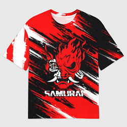 Футболка оверсайз мужская SAMURAI CYBERPUNK 2077 КИБЕРПАНК 2077, цвет: 3D-принт