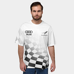 Футболка оверсайз мужская Audi Quattro, Ауди Кватро, Финишный флаг, цвет: 3D-принт — фото 2