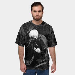 Футболка оверсайз мужская Токийский Гуль Канеки Кен ЧБ, цвет: 3D-принт — фото 2