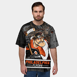 Футболка оверсайз мужская Филадельфия Флайерз, Philadelphia Flyers, цвет: 3D-принт — фото 2