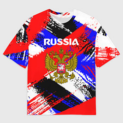 Футболка оверсайз мужская Russia Геометрия патриотизм, цвет: 3D-принт