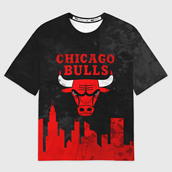 Мужская футболка оверсайз Chicago Bulls, Чикаго Буллз Город