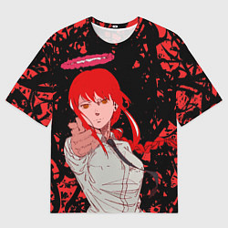 Футболка оверсайз мужская Макима Стреляет BANG Человек бензопила, цвет: 3D-принт