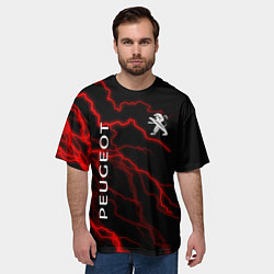 Футболка оверсайз мужская Peugeot: Разряд молнии, цвет: 3D-принт — фото 2