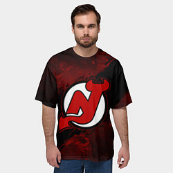 Футболка оверсайз мужская New Jersey Devils, Нью Джерси Девилз, цвет: 3D-принт — фото 2