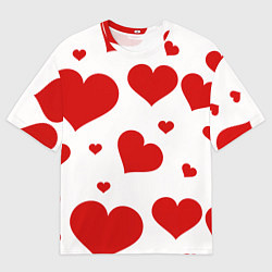 Футболка оверсайз мужская Красные сердечки Heart, цвет: 3D-принт