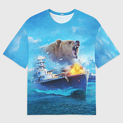 Футболка оверсайз мужская Медведь ВМФ, цвет: 3D-принт