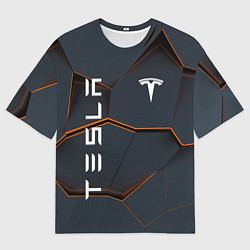 Мужская футболка оверсайз Tesla текстура