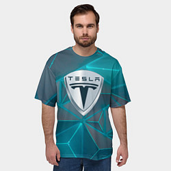 Футболка оверсайз мужская Tesla неоновые треугольники, цвет: 3D-принт — фото 2