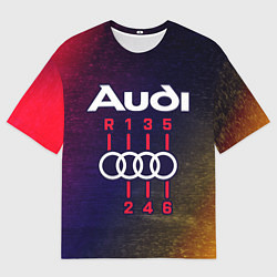 Футболка оверсайз мужская AUDI - КОРОБКА Глитч, цвет: 3D-принт