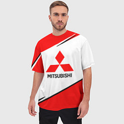 Футболка оверсайз мужская Mitsubishi Logo Geometry, цвет: 3D-принт — фото 2