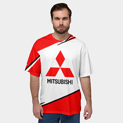 Футболка оверсайз мужская Mitsubishi Logo Geometry, цвет: 3D-принт — фото 2