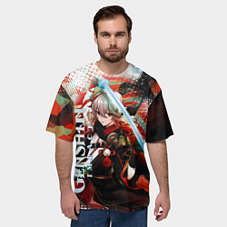 Футболка оверсайз мужская Каэдэхара Кадзуха-странствующий самурай, цвет: 3D-принт — фото 2