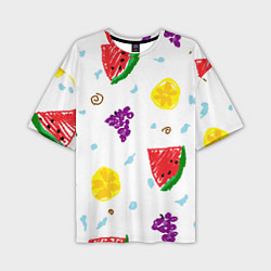 Мужская футболка оверсайз Пиксельные фрукты