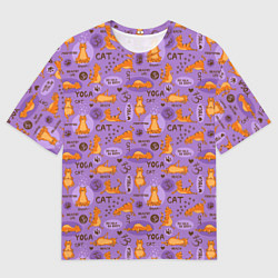 Футболка оверсайз мужская Кошачья Йога, цвет: 3D-принт