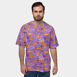 Футболка оверсайз мужская Кошачья Йога, цвет: 3D-принт — фото 2