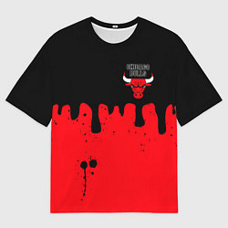 Мужская футболка оверсайз Chicago Bulls Чикаго Буллз Логотип