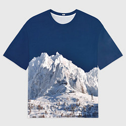 Футболка оверсайз мужская Снежные горы, синие небо, цвет: 3D-принт