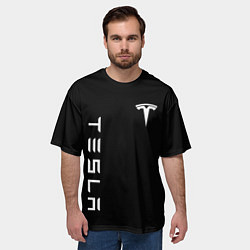 Футболка оверсайз мужская Tesla Тесла логотип и надпись, цвет: 3D-принт — фото 2