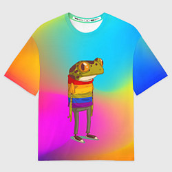 Футболка оверсайз мужская Радужная лягушка Rainbow Frog, цвет: 3D-принт