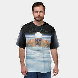 Футболка оверсайз мужская Плавание Пловец, цвет: 3D-принт — фото 2