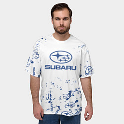 Футболка оверсайз мужская Subaru брызги, цвет: 3D-принт — фото 2