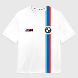 Футболка оверсайз мужская БМВ 3 STRIPE BMW WHITE, цвет: 3D-принт