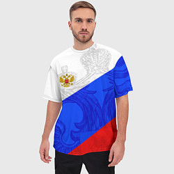 Футболка оверсайз мужская Российский герб: триколор, цвет: 3D-принт — фото 2