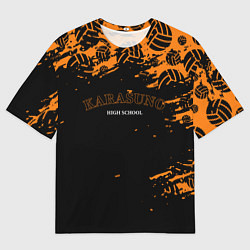 Футболка оверсайз мужская KARASUNO HIGH SCHOOL ОРАНЖЕВАЯ, цвет: 3D-принт