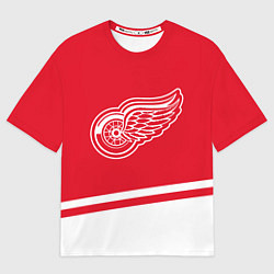 Футболка оверсайз мужская Detroit Red Wings, Детройт Ред Уингз Диагональные, цвет: 3D-принт