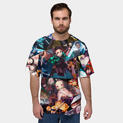 Футболка оверсайз мужская Kimetsu no aiba Все персонажи, цвет: 3D-принт — фото 2