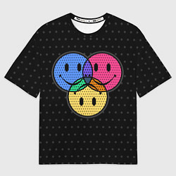 Футболка оверсайз мужская Three emoticons три смайлика, цвет: 3D-принт