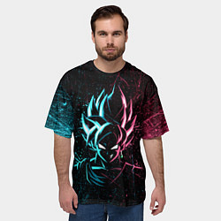Футболка оверсайз мужская Неоновый Гоку Блек Аниме Anime Dragon Ball, цвет: 3D-принт — фото 2