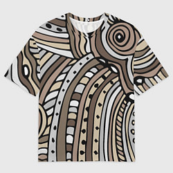 Мужская футболка оверсайз Абстрактный геометрический рисунок от руки Волны,